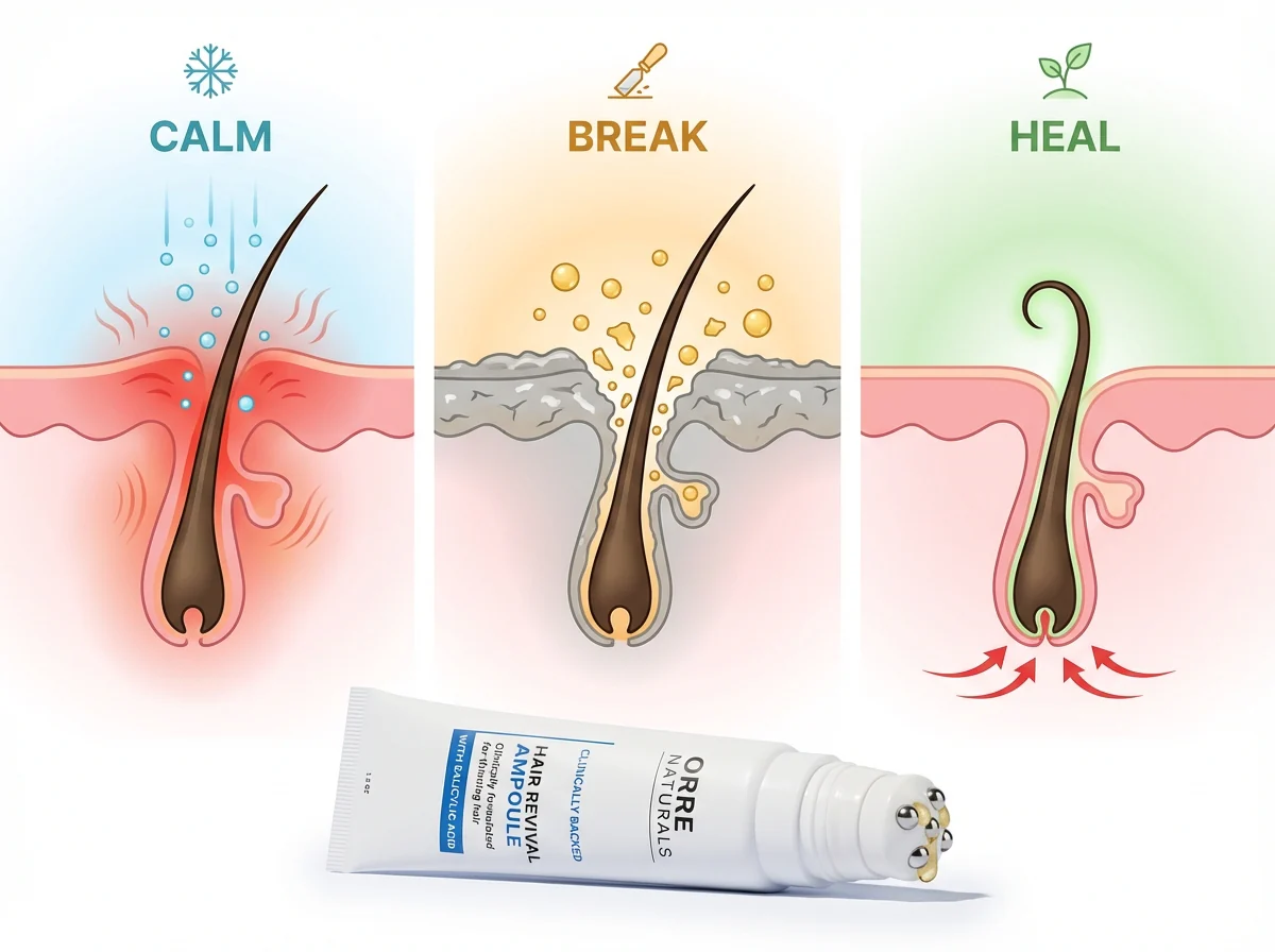Calm, Break, Heal — follicle diagram